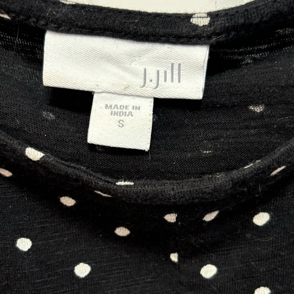 J. Jill Black White Dot 3/4 Sleeve Blouse Women’s Size Small - Picture 3 of 4